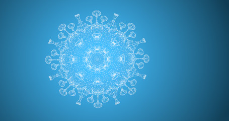 Naklejka premium Abstract blue background with particles in mosaic patterns as snowflake.