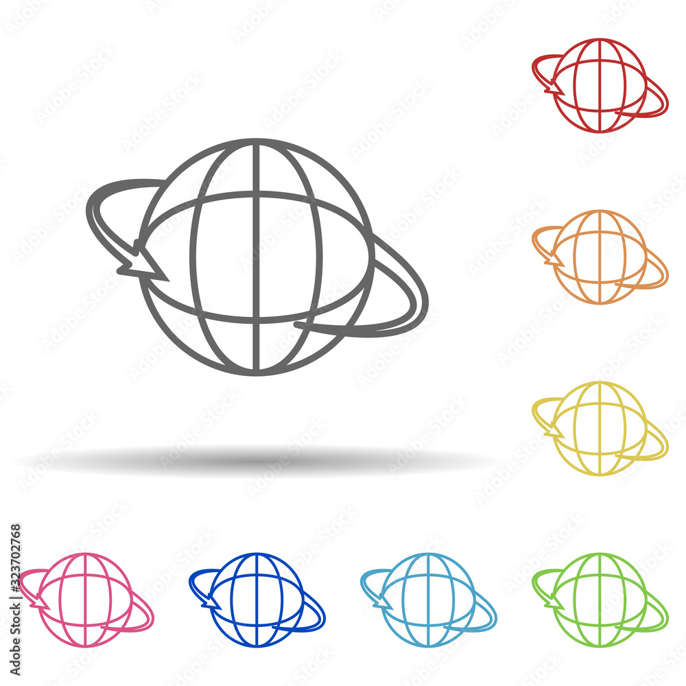 Aufkleber arrow globe in multi color style icon. simple thin line, outline vector of mobile banking icons for 