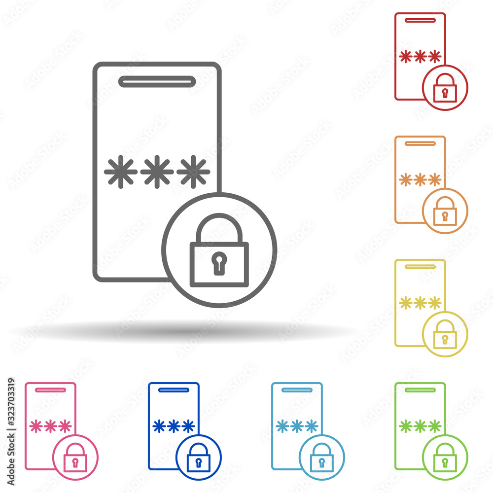 Aufkleber code on the smart phone in multi color style icon. simple thin line, outline vector of mobile bankin