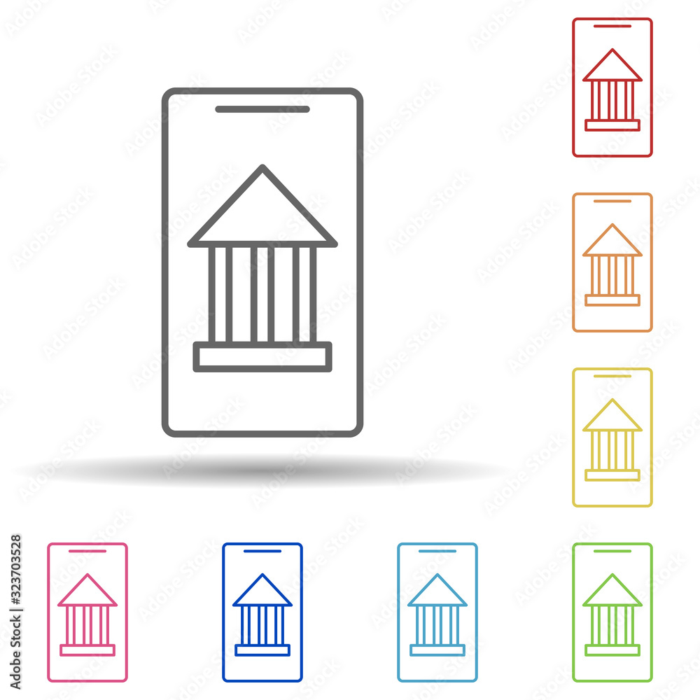 Poster mobile banking in multi color style icon. simple thin line, outline vector of mobile banking icons f