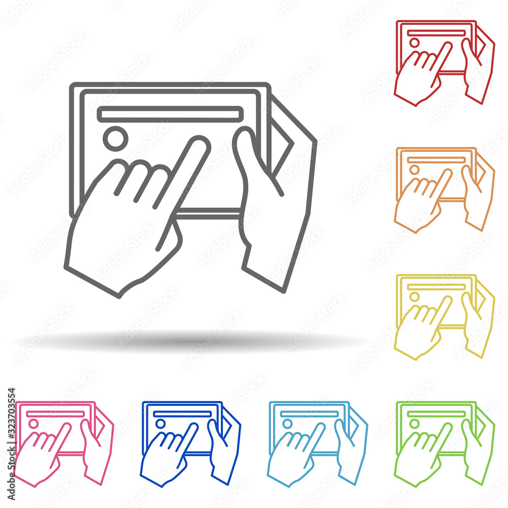 Aufkleber tablet user in multi color style icon. simple thin line, outline vector of mobile banking icons for 
