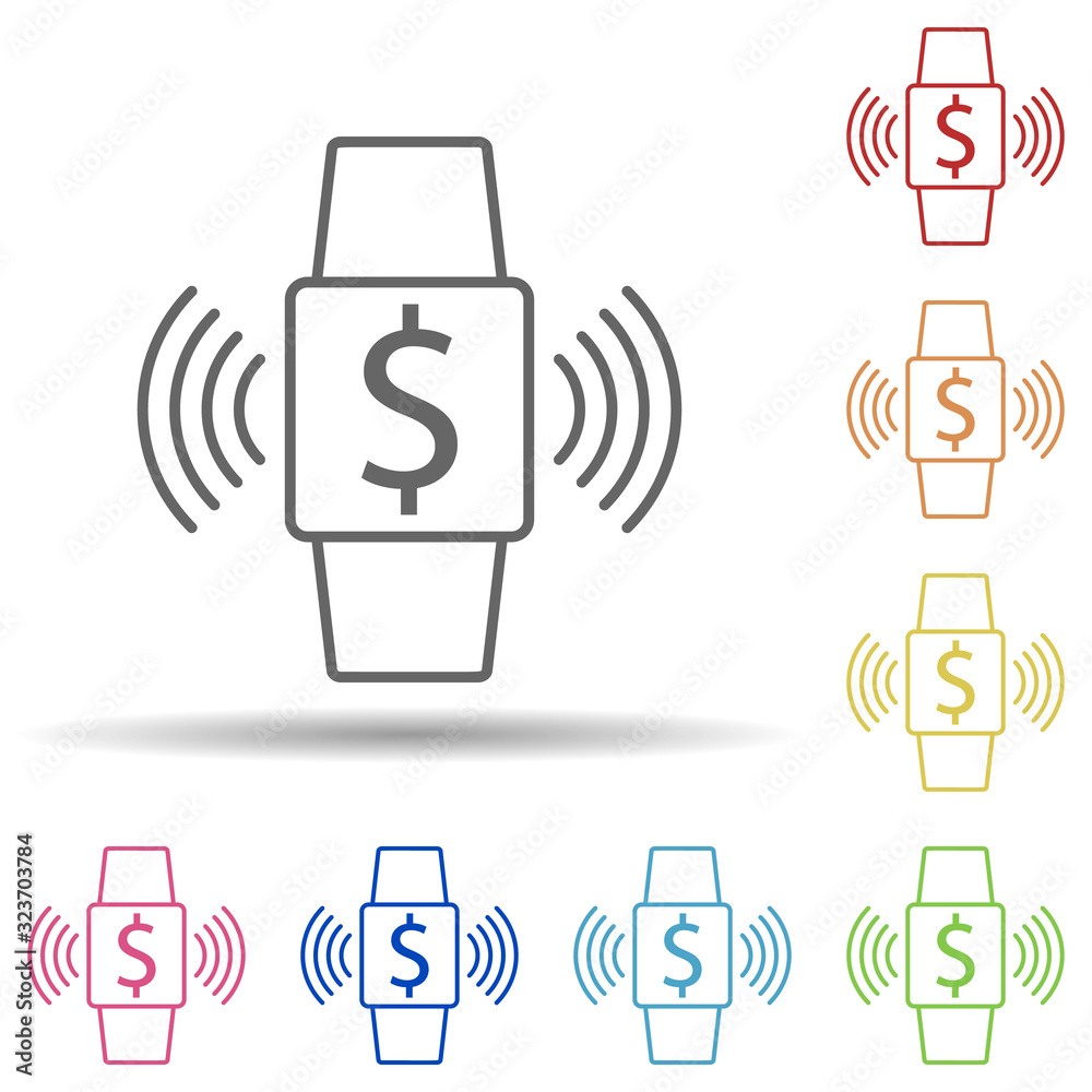 Aufkleber smart watch notification in multi color style icon. simple thin line, outline vector of mobile banki