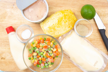 Prepare Ingredient of cooking Tuna corn salad