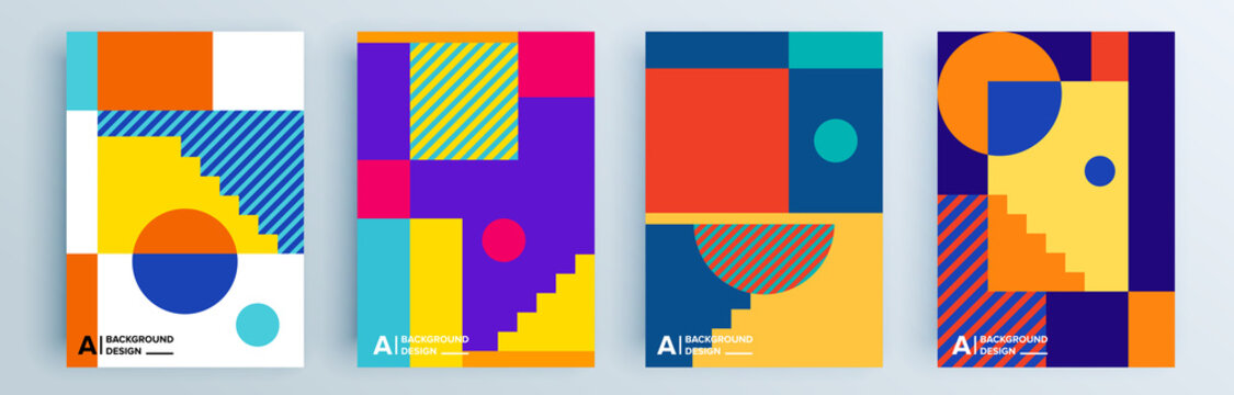 Modern abstract covers set, minimal covers design. Colorful geometric background, vector illustration.