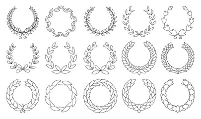 Set of wreaths circular laurel heraldry reward achievement leaf nobility laurel wreath.