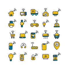 Internet of Things filled outline icon set. Vector and Illustration.