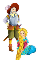 Cartoon happy married couple together on white background - illustration