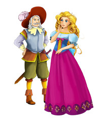 Cartoon happy married couple together on white background - illustration