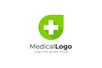 Fototapeta premium Cross Sign with Long Shadow Medical Logo Health Symbol. Flat Vector Logo Design Template Element