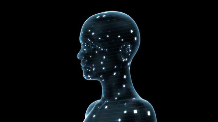 AI artificial intelligence digital network computer technology 3D illustration.