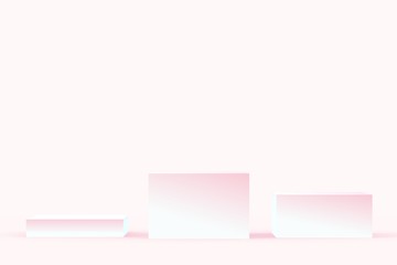 3d white pink cubes gradient colors in soft pastel minimal studio background. Abstract 3d geometric shape object illustration render. Display for summer holiday product.