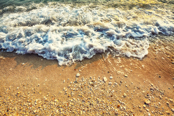 Weaves on seashore on beautiful beach of Gradac in Makarska riviera.