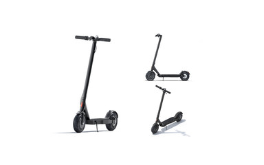 Blank black electric scooter mock up, different views © Alexandr Bognat