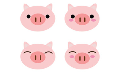 set of pig face icons