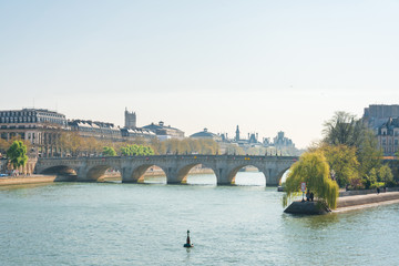 Fototapeta premium PARIS, FRANCE - August 22, 2019: Street view of river Seine in Paris city, France.