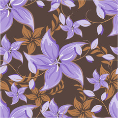 Vector abstract background flowers seamless pattern