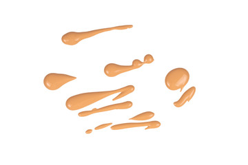 Liquid foundation swatch isolated on white background. Close Up of makeup cream sample.