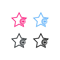 Favorites icon with plus symbol. Favorite icon, Star add plus sign, bookmark symbol, button