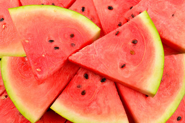 Juicy watermelon slices background. Top view.