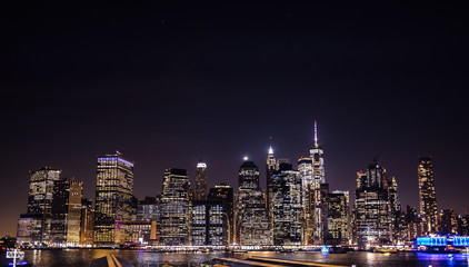 Lower Manhattan Skyline at night in December 2019. Handheld shot with Fujifilm X100T.