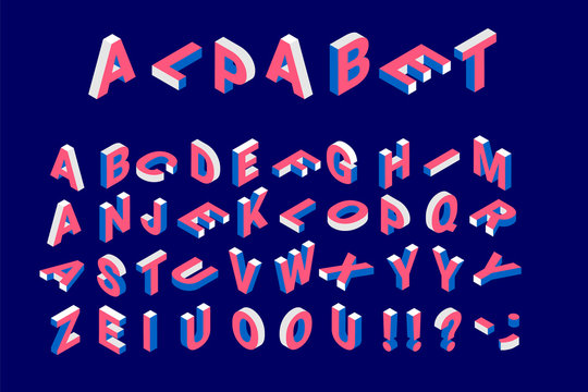 Isometric 3d colorful alphabet