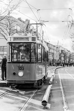 Old Tram In Rotterdam Netherlands