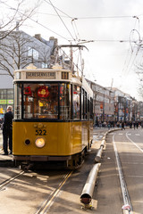 Fototapeta na wymiar old tram in rotterdam netherlands