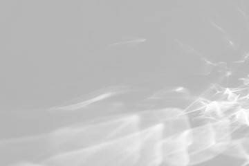 Water texture overlay effect for photo and mockups. Organic drop diagonal shadow and light caustic effect on a white wall.