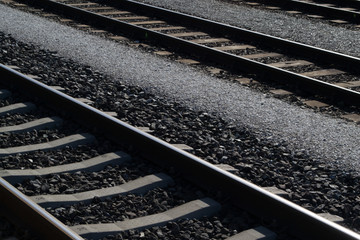 railway tracks, rails for a train in the city
