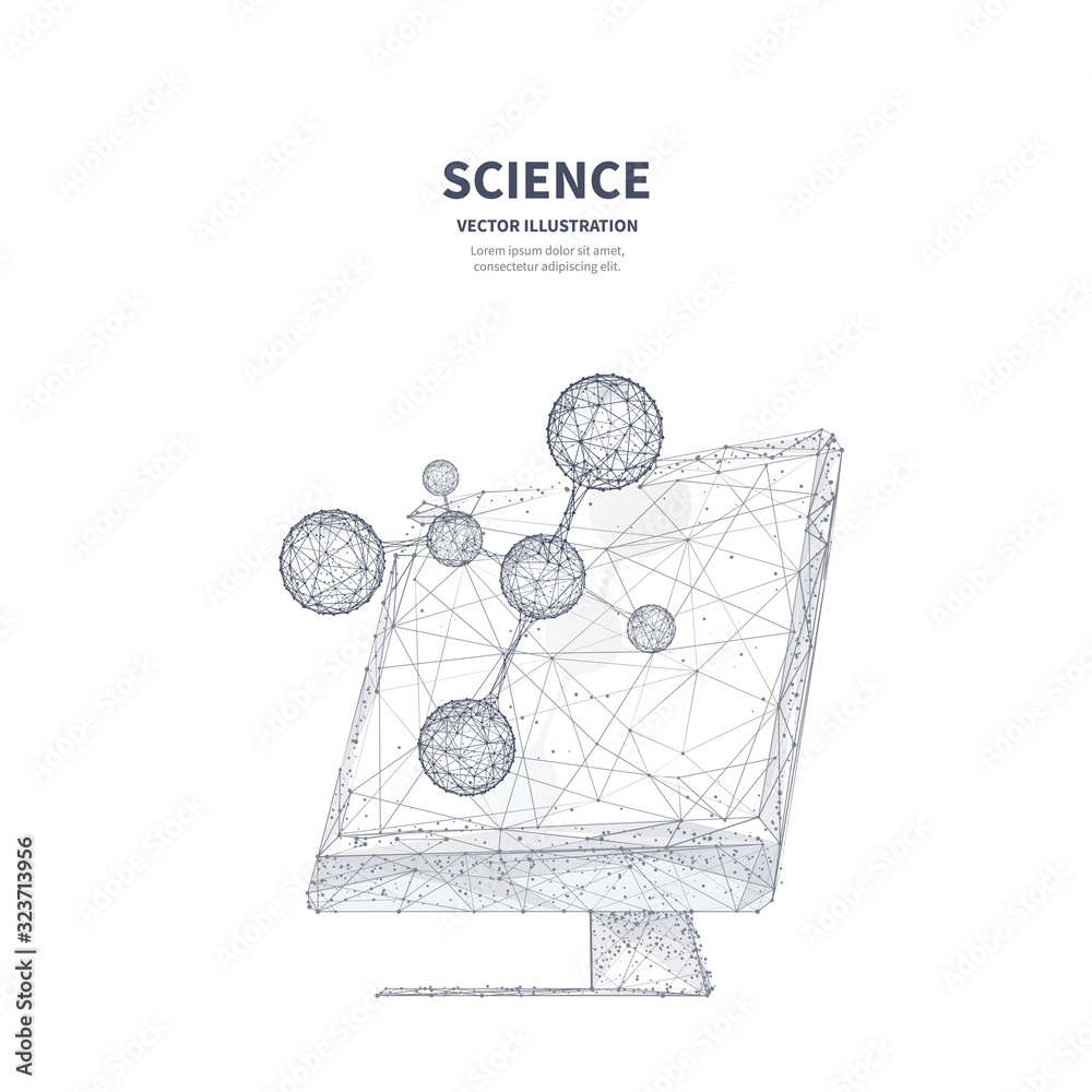 Aufkleber isolated monitor with molecule model