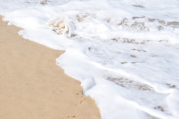 White sea foam as wave breaks on pristine South African Beaches