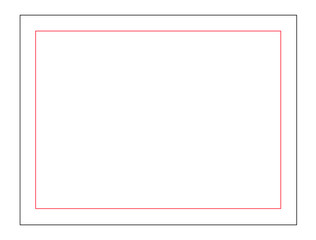 Black thin rectangular frame on the white background.