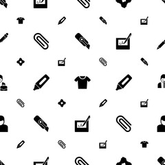 office icons pattern seamless. Included editable filled Cutter knife, t-shirt, start-up team, Paperclip, Marker, electronic signature, Entrepreneur icons. office icons for web and mobile.