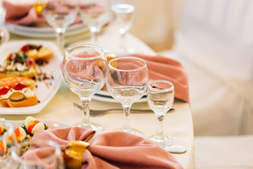 Banquet wedding table setting. Celebration concept and decoration