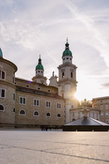 Fototapeta na wymiar Salzburger Dome and historic district of Salzburg in the evening