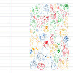 Fototapeta premium Birthday party. Pattern for invitations, banners, templates.