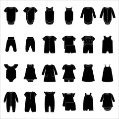 Set of silhouettes of baby clothes, vector illustration