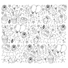 Fototapeta premium Birthday party. Pattern for invitations, banners, templates.