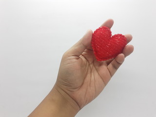 Lovely Beautiful Artistic Red Heart Toys Gift in White Isolated Background