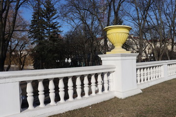 yellow balustrade in spring park