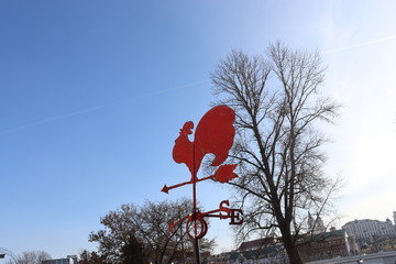 red cock symbol at street with north east arrows © Mikalai Drazdou