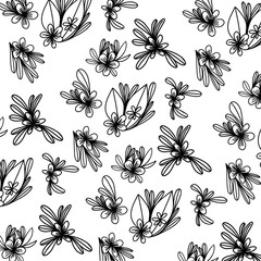 set of flowers black white