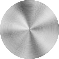 Metal radial polished round plate isolated on white - obrazy, fototapety, plakaty