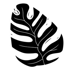 Exotic palm leaf black monochrome silhouette illustration