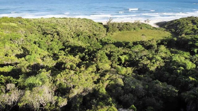 Aerial view of Rosa Beach in Santa Catarina. Beach in southern Brazil between Garopaba and Imbituba.