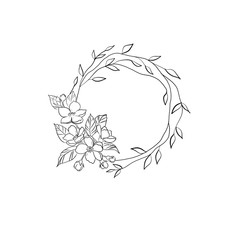 frame with leaves and flowers 