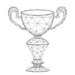 Fototapeta na wymiar Winner's Cup, online reward from abstract futuristic polygonal black lines and dots. Vector illustration.