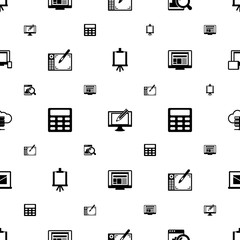 display icons pattern seamless. Included editable filled Easel, Digital illustration, Web analytics, Graphic tablet, Calculator, layout icons. display icons for web and mobile.