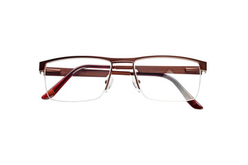 The male medical half-rim eyeglasses with folded temples isolated on a white background