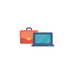 Isolated suitcase bag and laptop fill style icon vector design